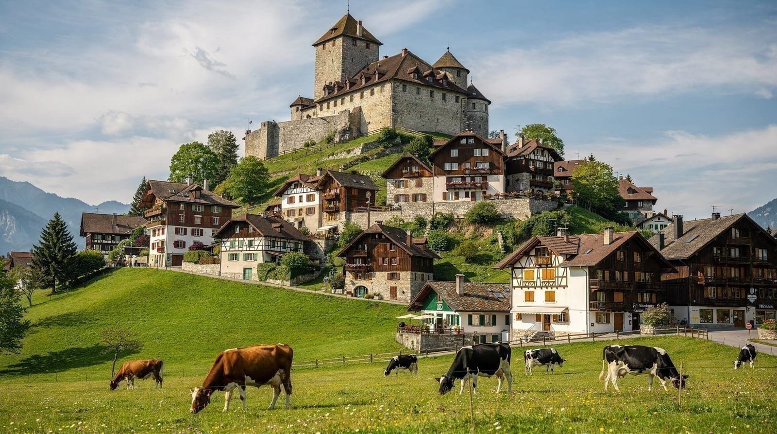 Gruyères: kasteel, kaasmakerij, chocoladefabriek en de Moléson