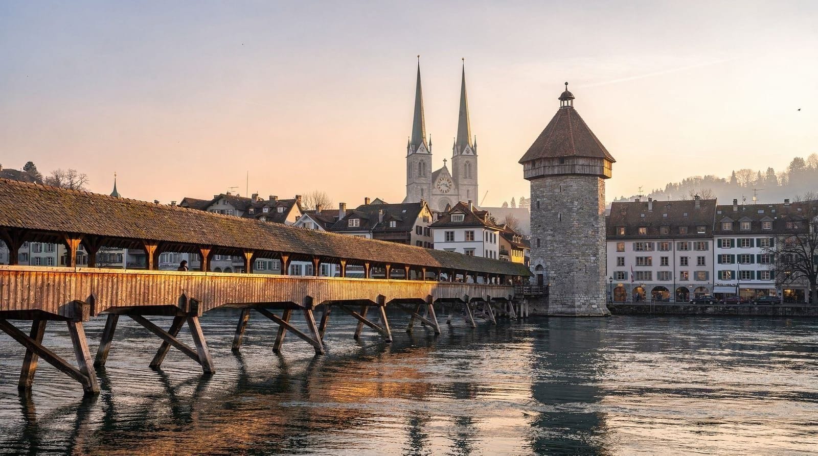 Waar je Luzern en het meer van bovenaf ziet